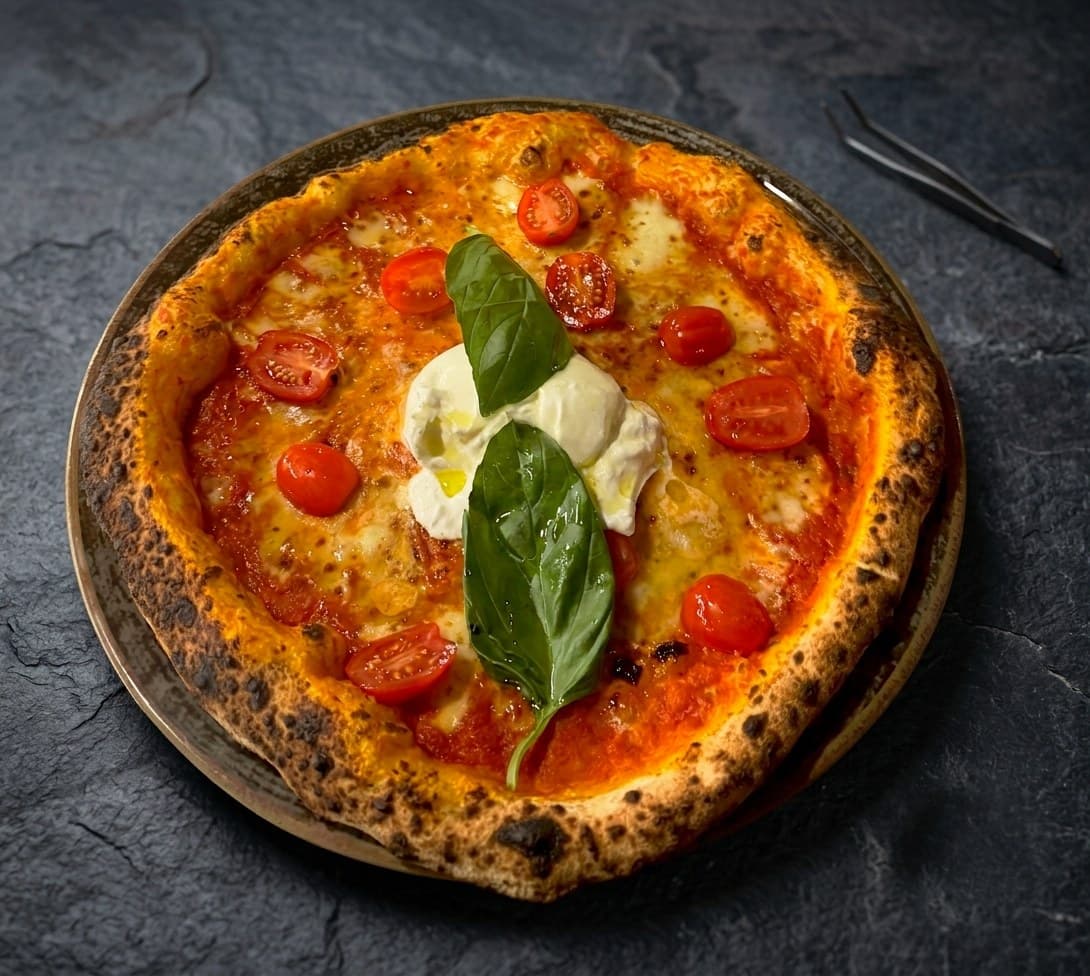 Neapolitanische Pizza aus dem Ofen der Bar Osteria Dove